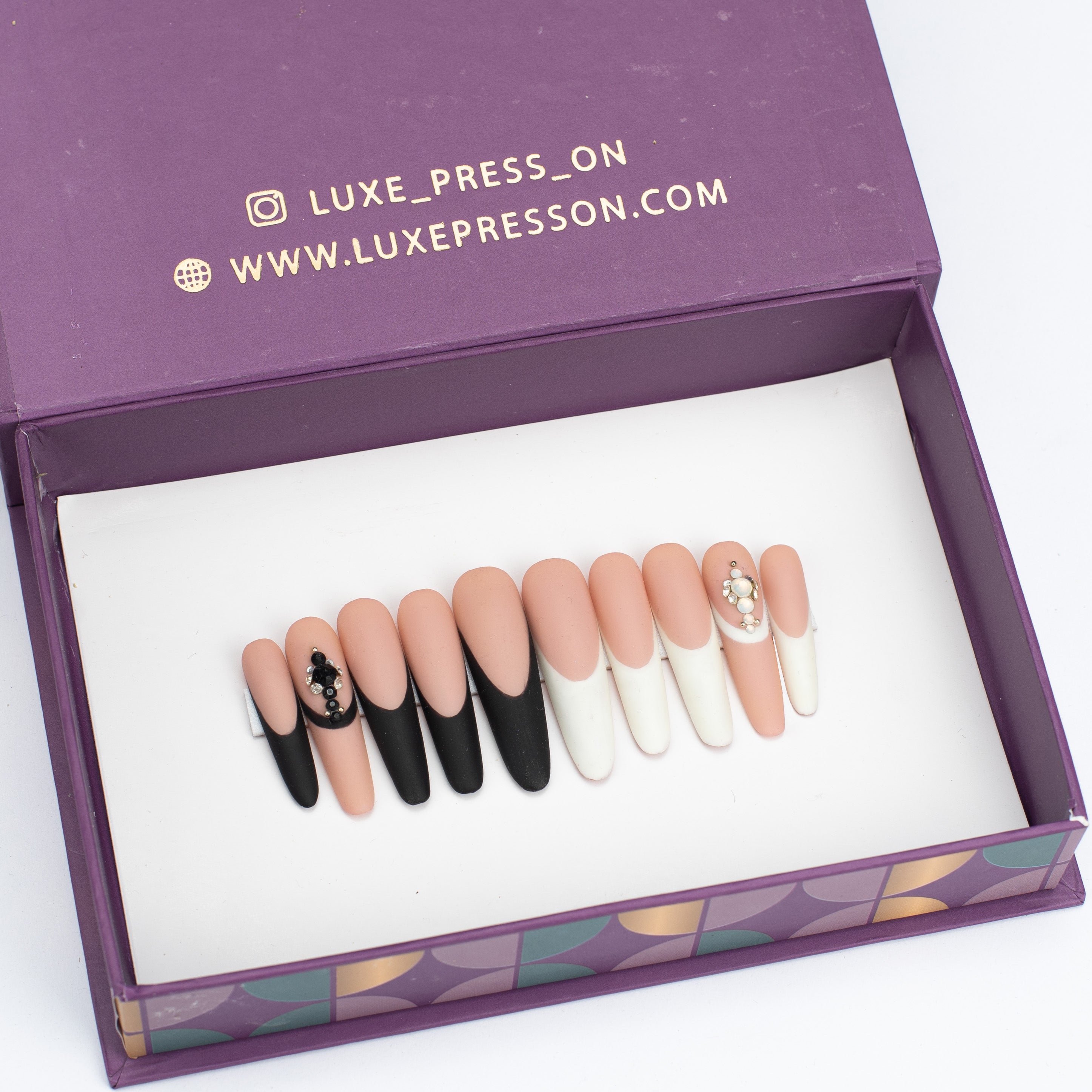 Black _ white tips with bling