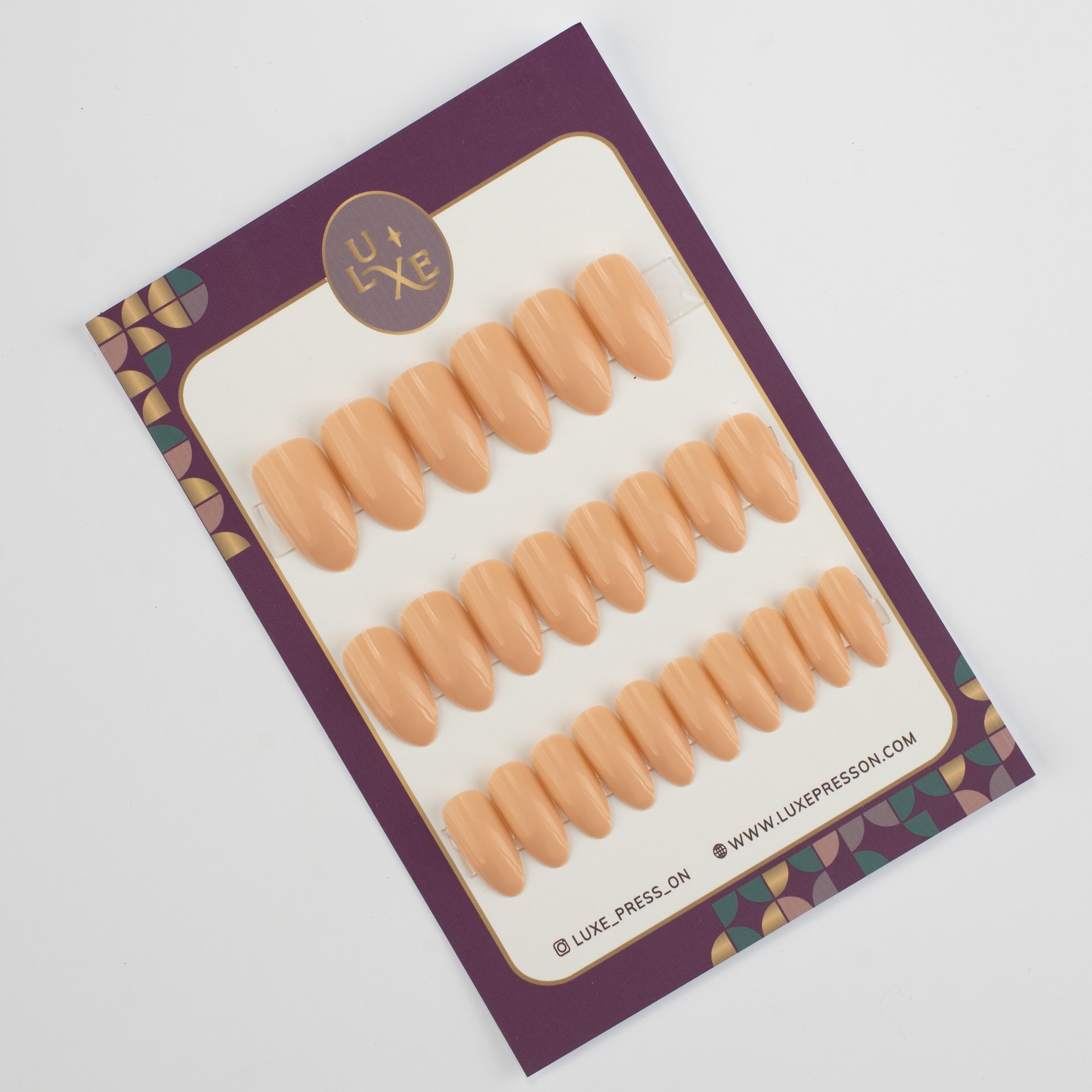 Beige medium almond glossy