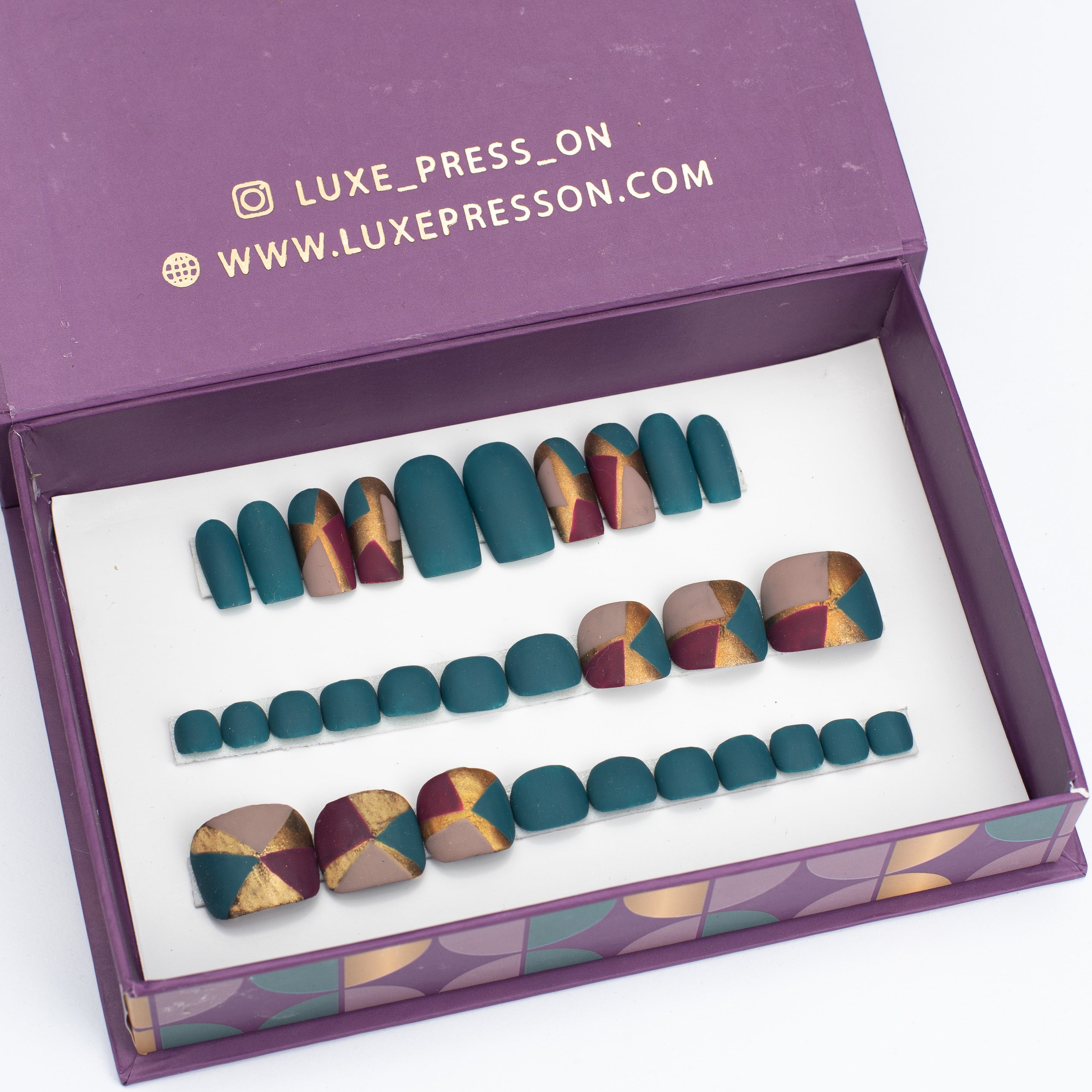 Geometric chrome mani pedi set