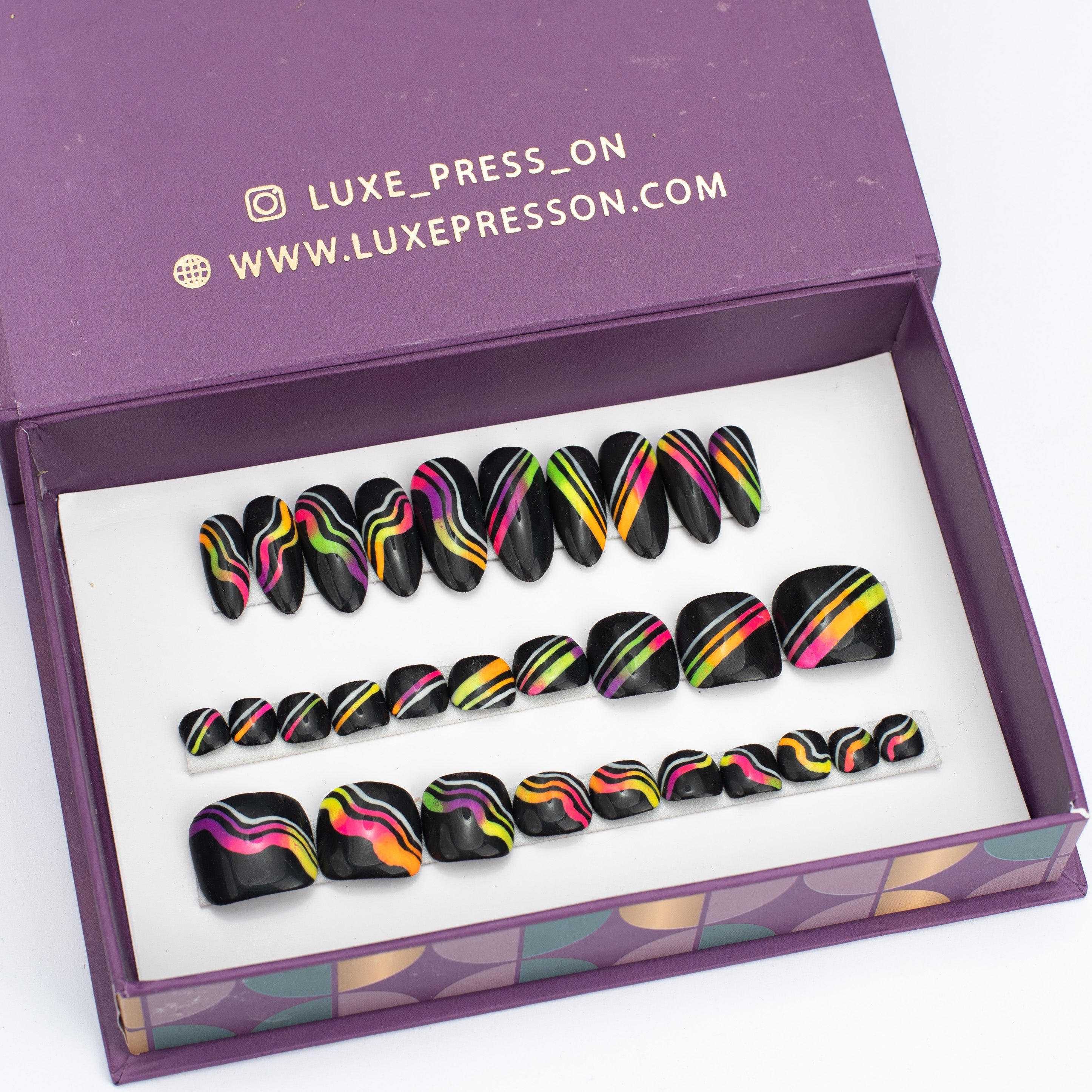 Neon lines mani pedi