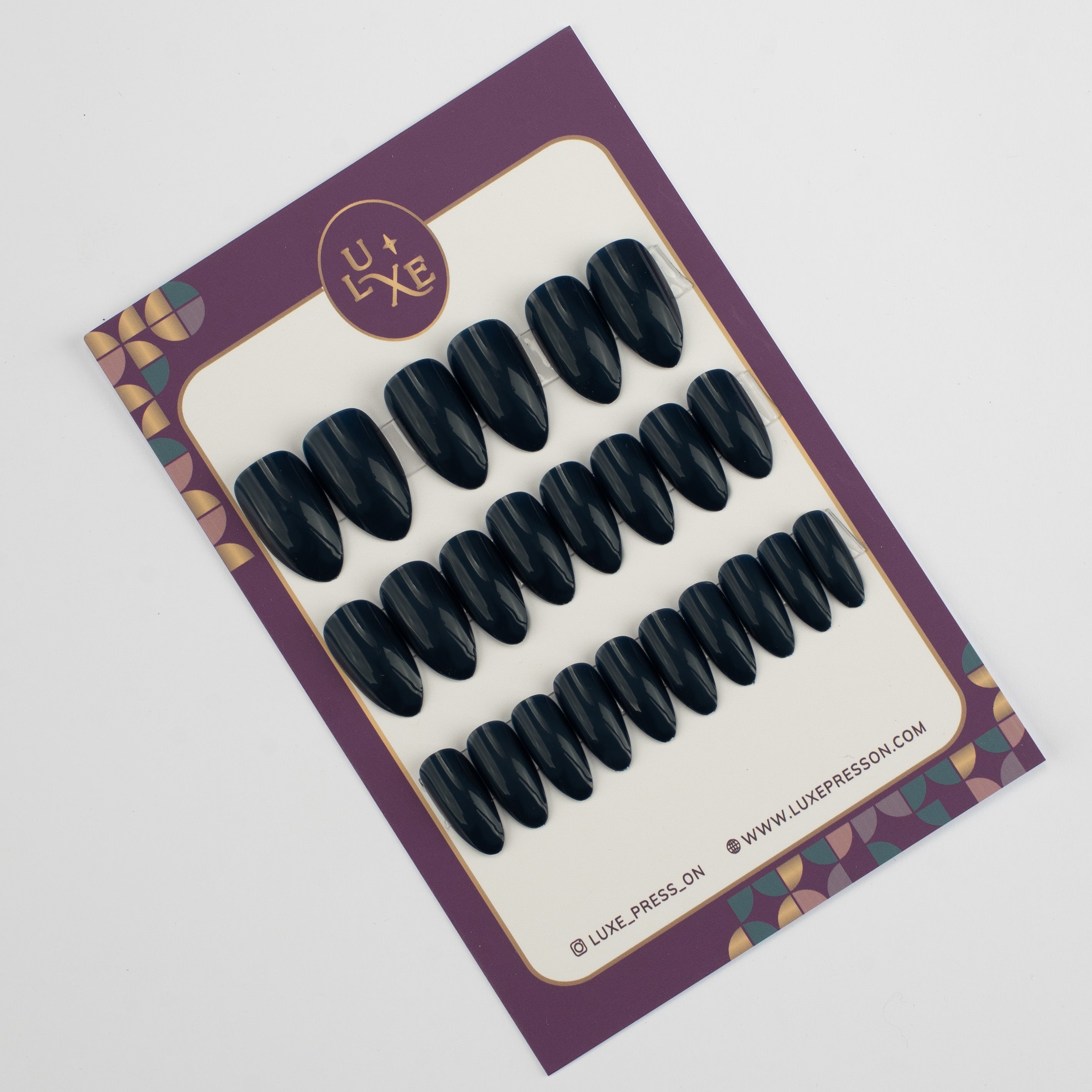 Steel blue medium almond glossy